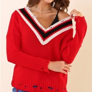 Red Knit Sweater M